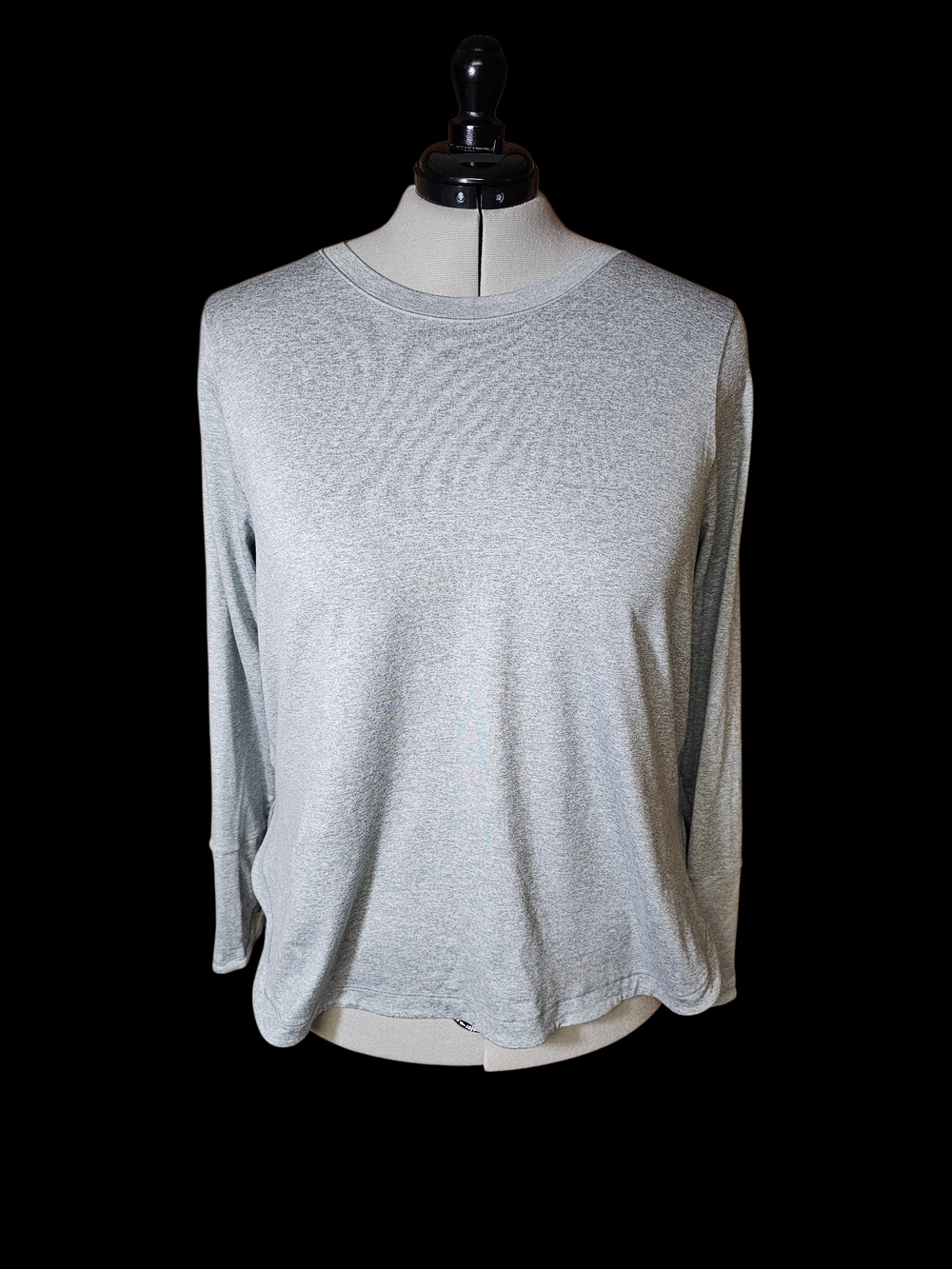 Athleta Light Gray Long-Sleeve Crewneck Top